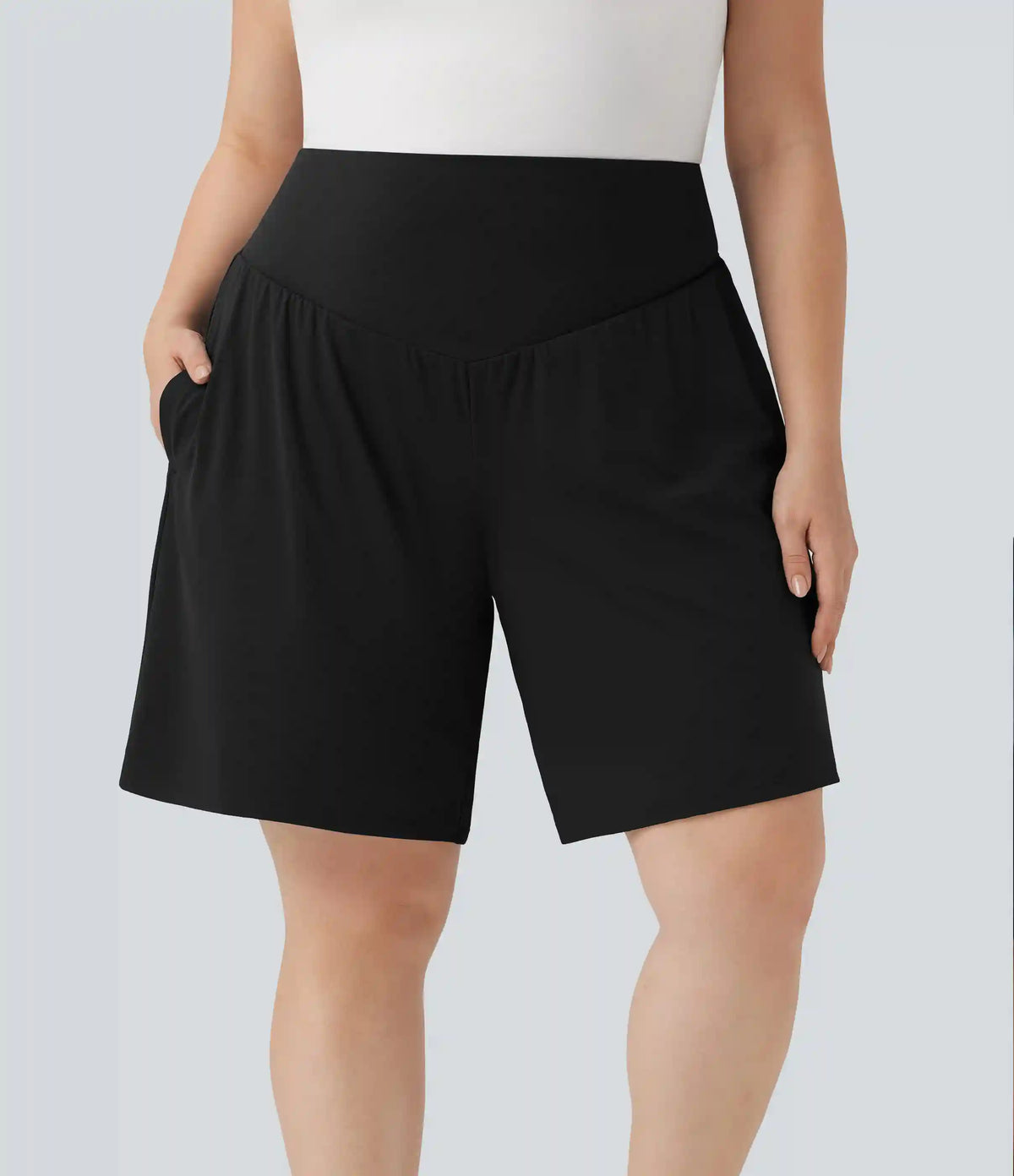 Plus Size SoftlyZero™ Airy High Waisted InstantCool Yoga Bermuda Shorts with Pockets