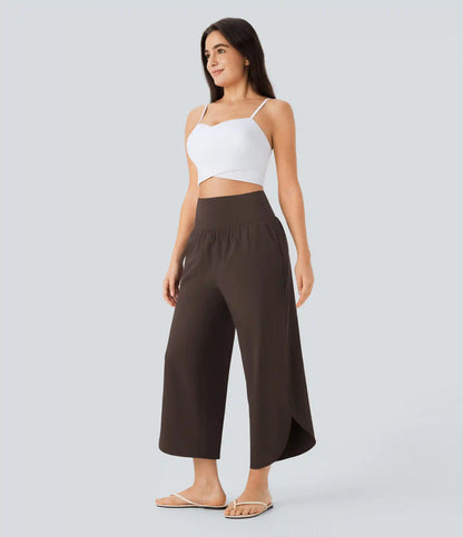Breezeful™ High Waisted Tummy Control Split Hem Quick Dry Resort Pants with Pockets