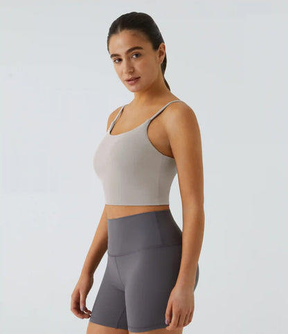 Basic Padded Workout Cropped Low Support Tank Top A-D Cups