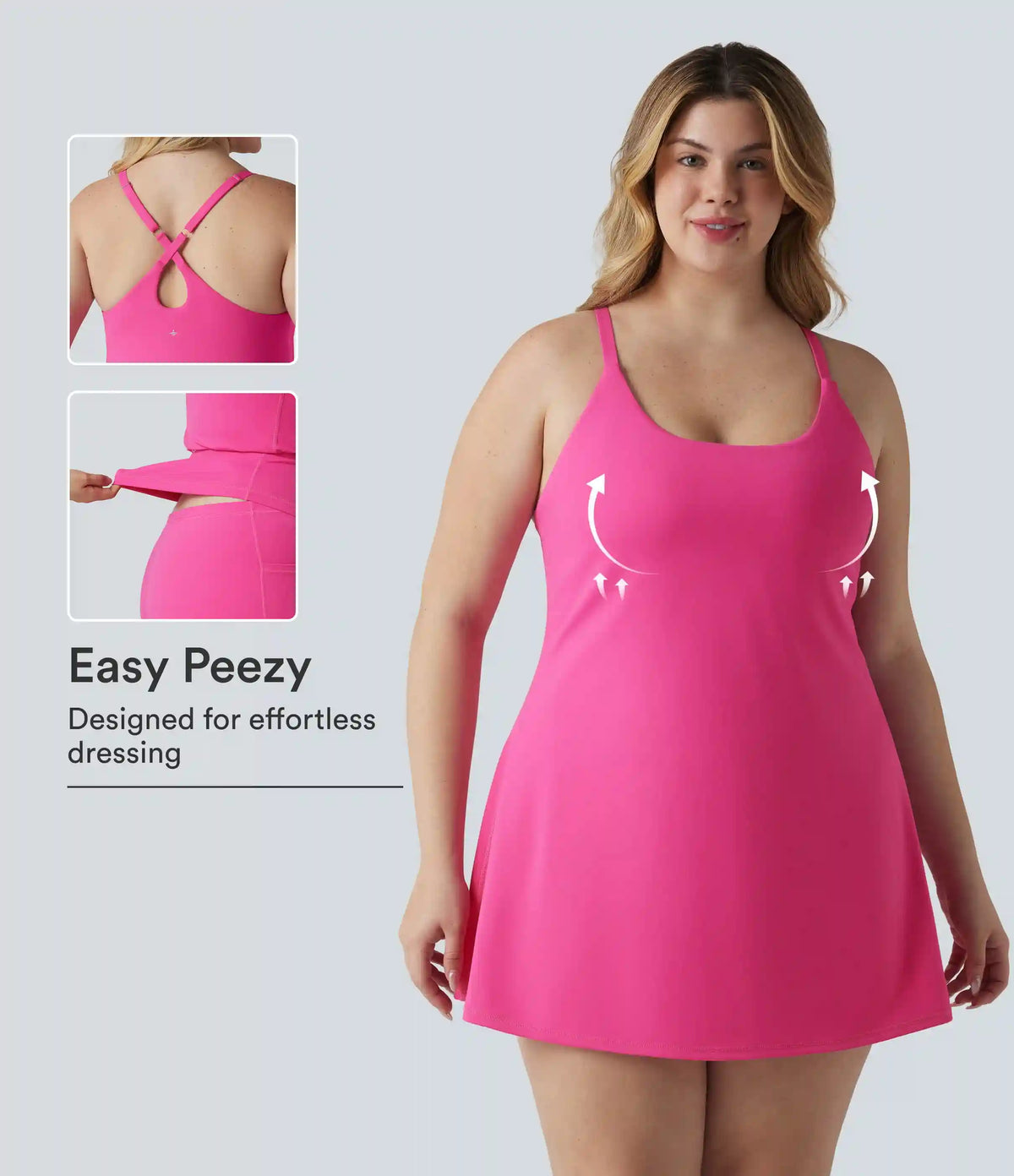 SoftlyZero™ Plush Push-Up Adjustable Straps Crisscross Backless Built-in Bra Dance Plus Size Active Dress-Easy Peezy Edition