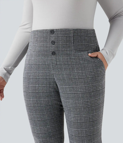 Halara Flex™ High Waisted Houndstooth Plaid Skinny Work Plus Size Pants with Pockets