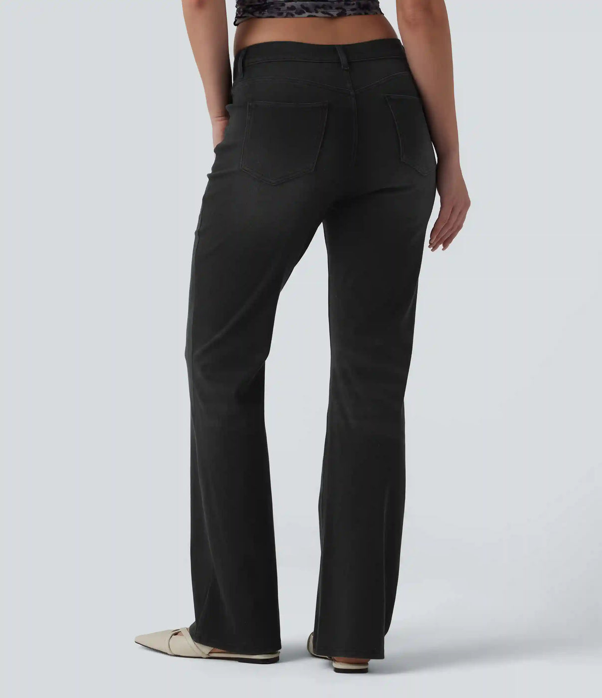 Halara Flex™ Asymmetric High Waisted Flare Casual Jeans with Pockets