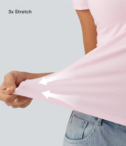 Halara Cotton Jersey Scoop Neck Short Sleeve Built-in Bra Casual T-Shirt B-DD Cups