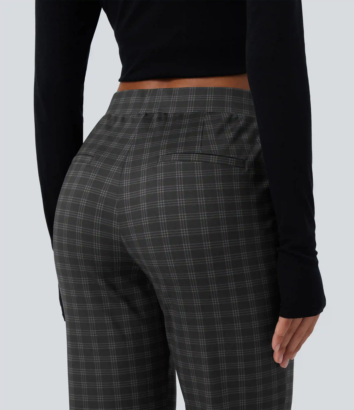 Halara Flex™ Mid Rise Plaid Work Pants with Pockets