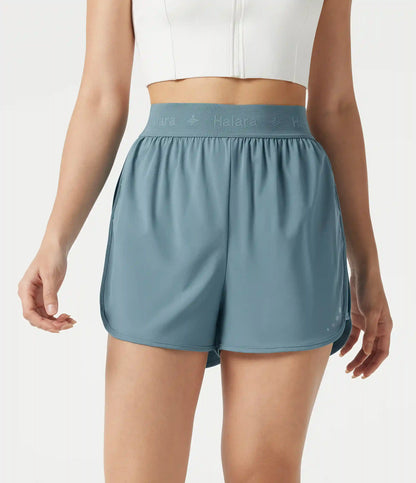 Breezeful™ High Waisted Contrast Mesh 2-in-1 Quick Dry Workout Shorts 3'' with Pockets