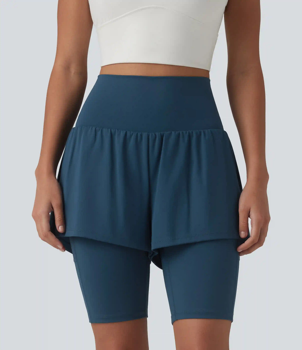 SoftlyZero™ Airy Super High Waisted 2-in-1 InstantCool Yoga Shorts 9'' with Pockets