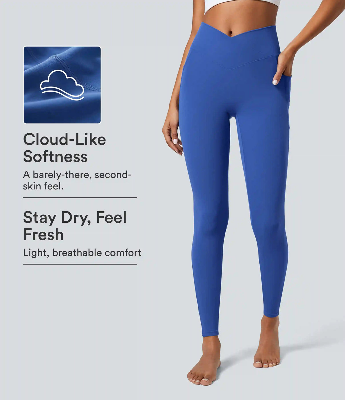 SoftlyZero™ Crossover Pocket Plain Leggings