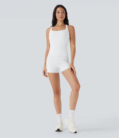 SoftlyZero™ Airy Square Neck Cropped InstantCool Running Tank Top-Longer Length