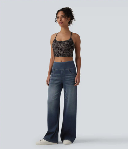 Halara Flex™ Mid Rise Draped Lyocell Washed Casual Baggy Wide Leg Jeans with Pockets
