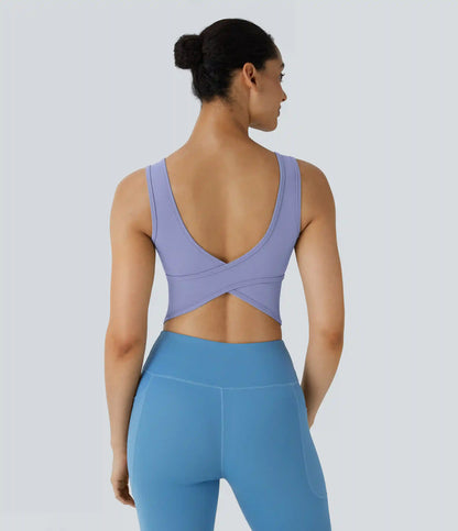 U Neck Crossover Barre Ballet Dance Tank Top A-D Cups