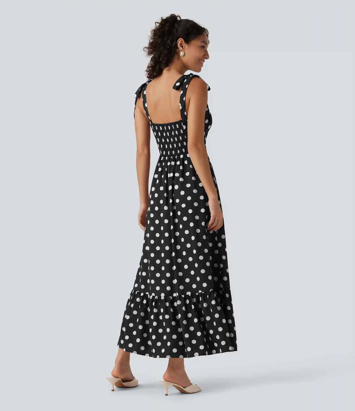 Square Neck Polka Dot Maxi Tank Dress