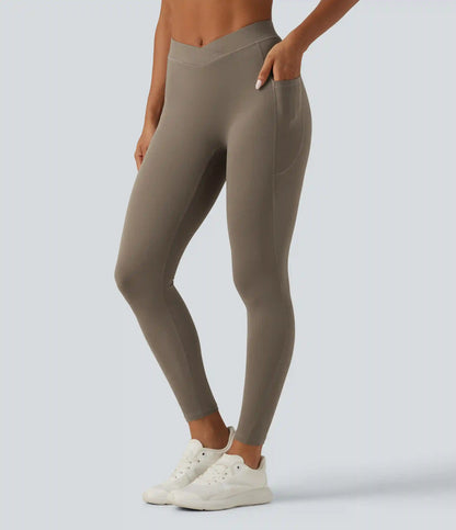 Mid Rise Crossover InstantCool Quick Dry Running Leggings with Pockets