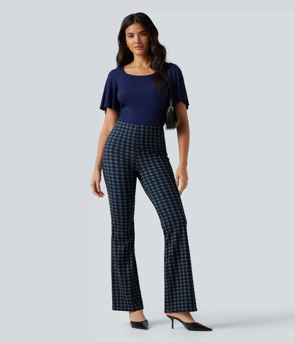Halara Flex™ High Waisted Plaid Bootcut Work Pants with Pockets