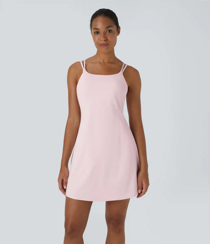 SoftlyZero™ Plush Double Straps 2-Piece Pocket Slip Dance Active Dress A-D Cups