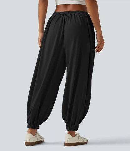 Low Rise Drawstring Oversized Casual Bubble Sweatpants with Pockets