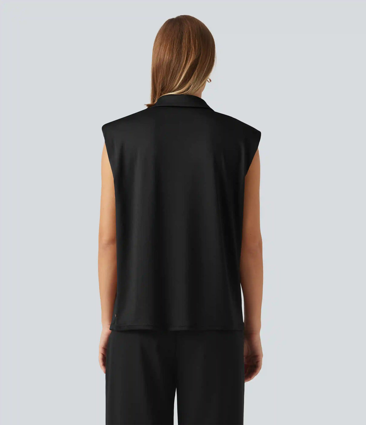 Sleeveless Button Up Boxy Work Shirt