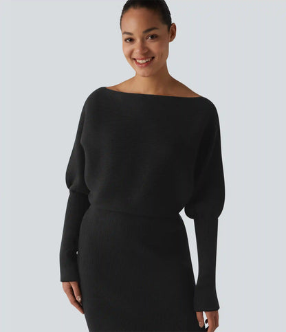 Long Sleeve Midi Casual Sweater Dress