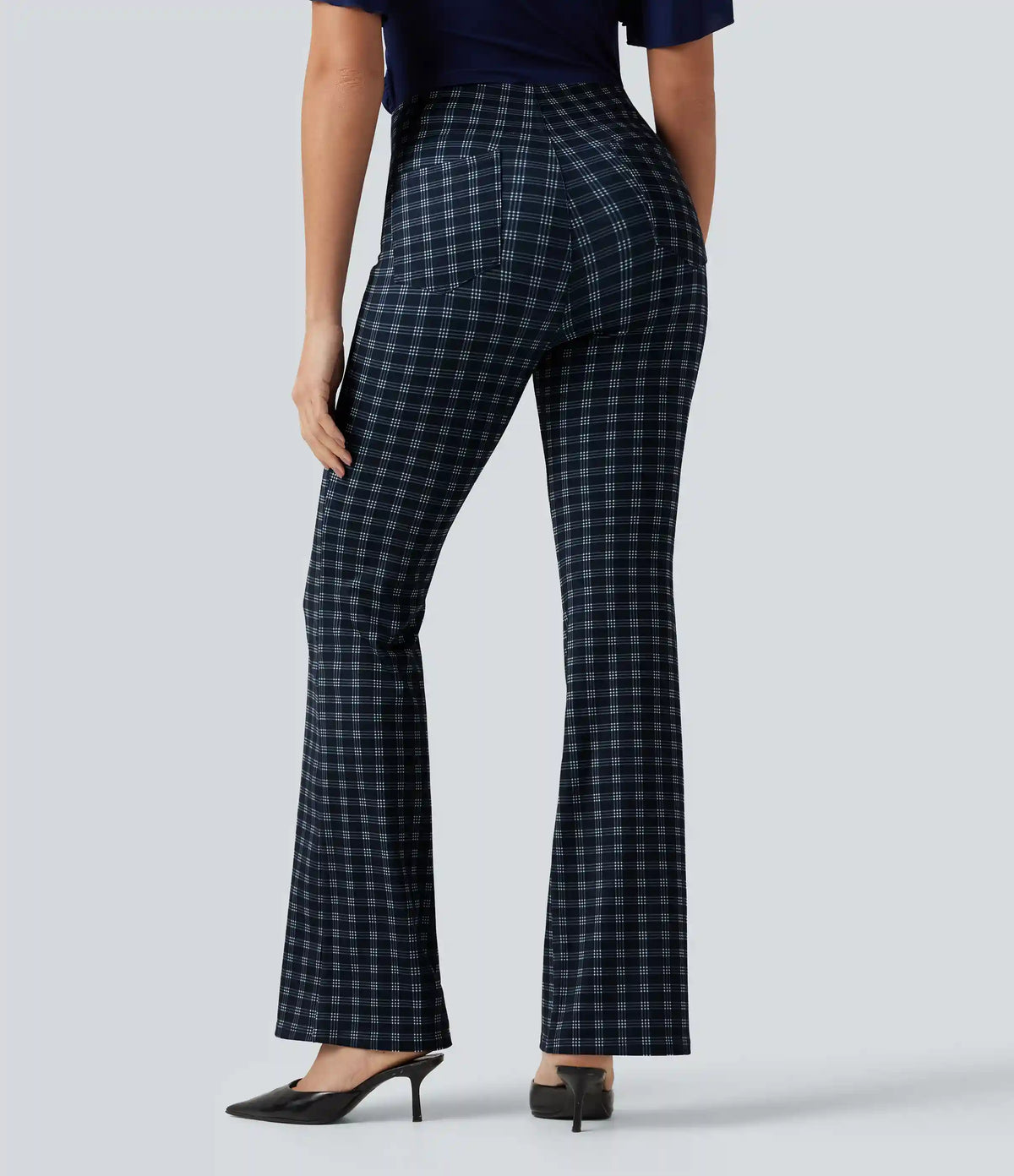 Halara Flex™ High Waisted Plaid Bootcut Work Pants with Pockets