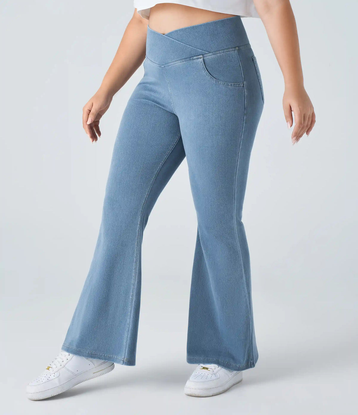 Halara Flex™ High Waisted Crossover Pocket Washed Casual Plus Size Jeans