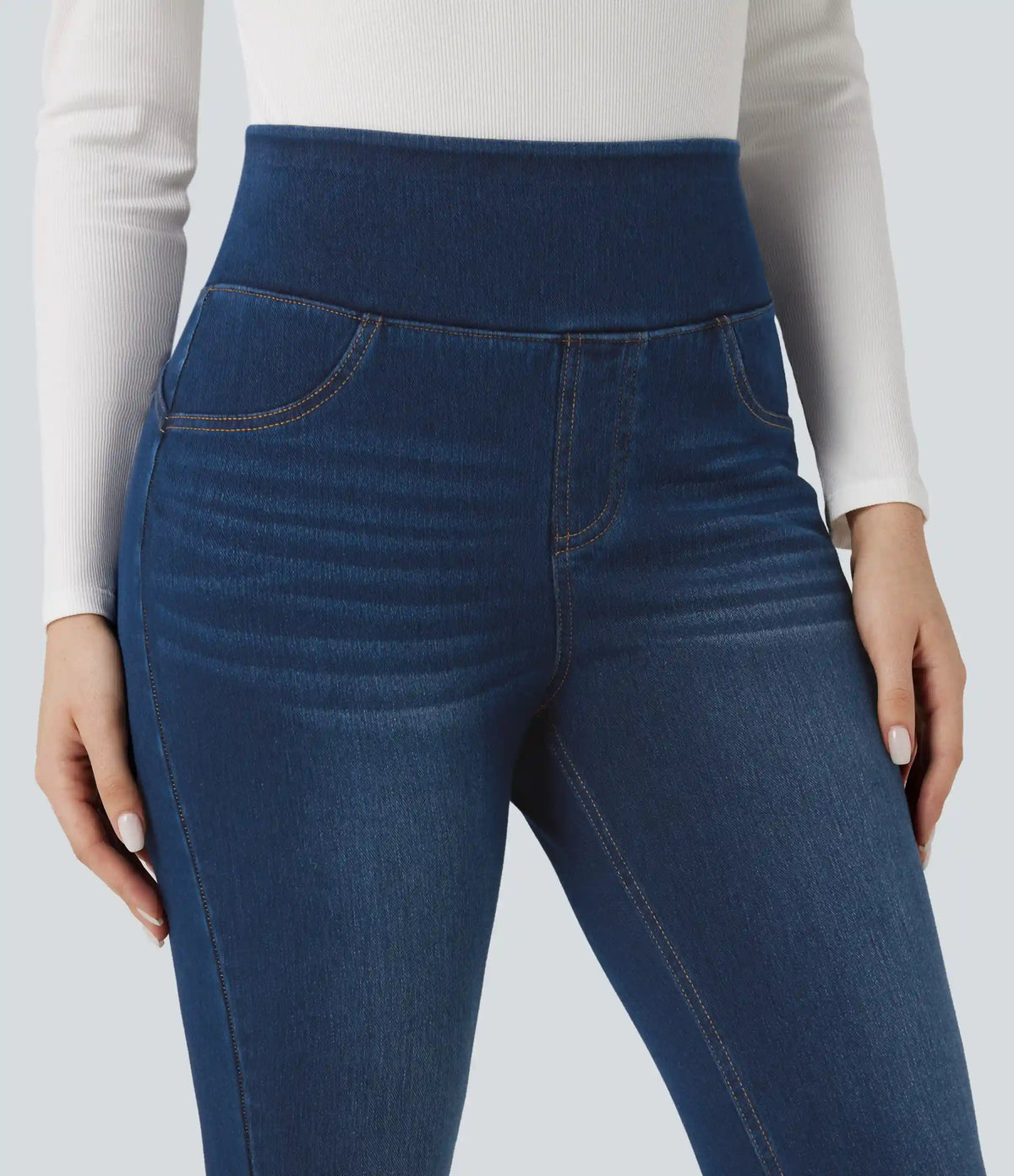 Halara Flex™ High-waisted Butt-lifting Tummy Control Skinny Denim Casual 7/8 Leggings with Pockets