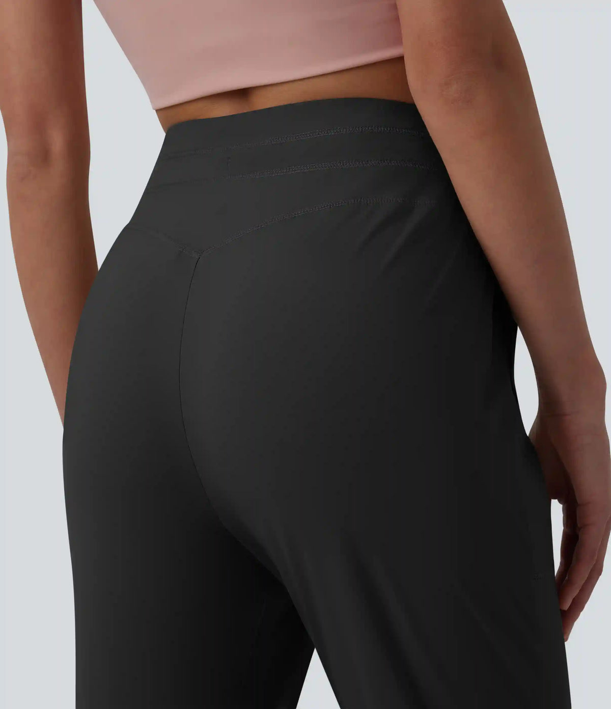 High Waisted Drawstring Ruched Running Cropped Joggers with Pockets