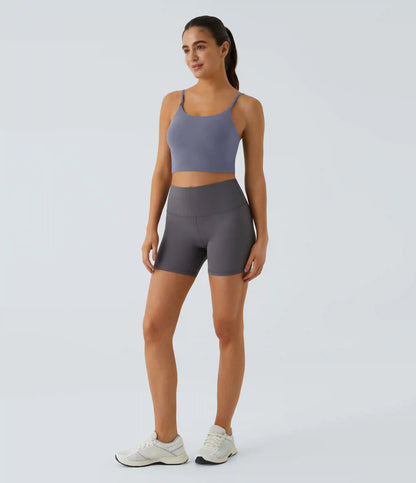 Basic Padded Workout Cropped Low Support Tank Top A-D Cups