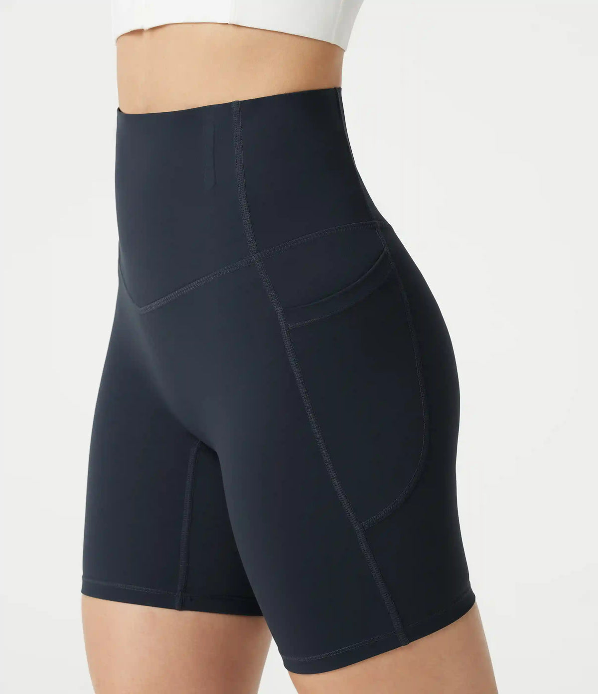 Halara UltraSculpt™ High Waisted Anti-Roll Tummy Control Shaping Workout Biker Shorts 7'' with Pockets