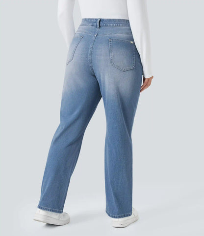 Halara Flex™ High Waisted Pockets Straight Leg Washed Casual Plus Size Jeans