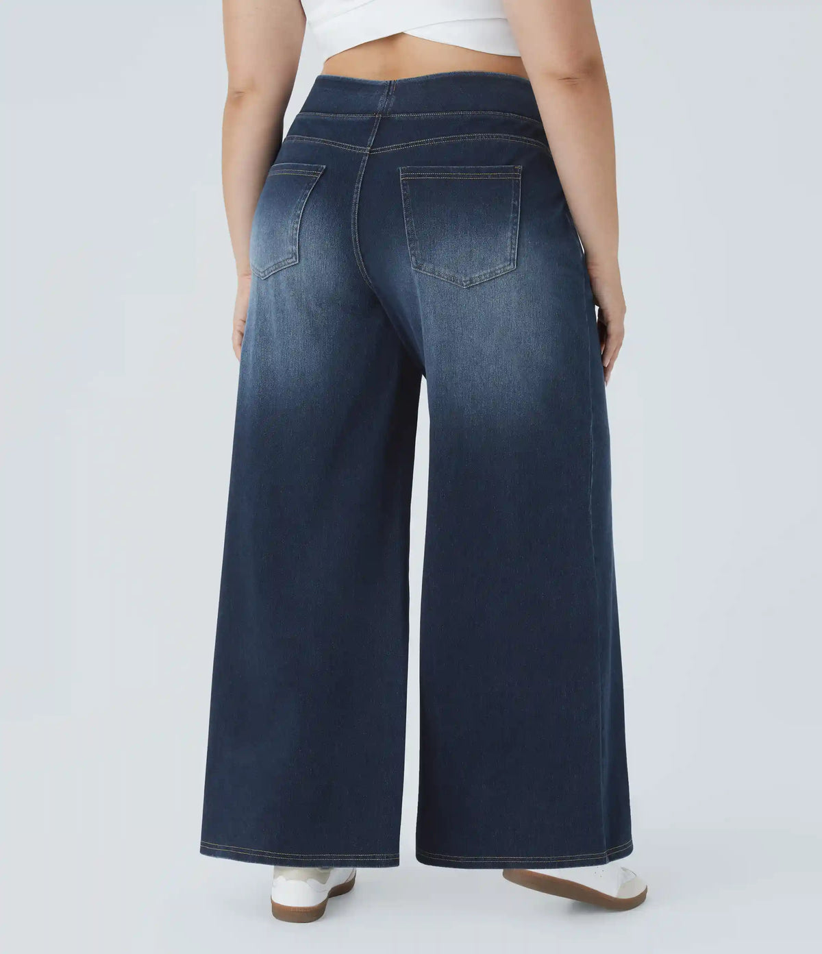 Halara Flex™ High Waisted Pockets Baggy Wide Leg Washed Casual Plus Size Jeans