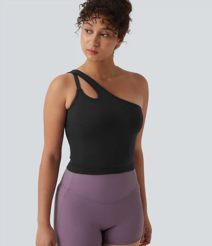 OneForm Seamless Flow One Shoulder Built-in Bra Yoga Tank Top
