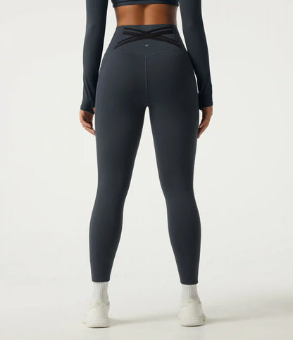 Halara Ultrasculpt™ Extra Heat High Waisted Tummy Control Crossover Back Fleece Running Leggings with Pockets