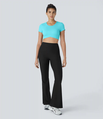 SoftlyZero™ Plush Crossover Hem Cropped Sports Top