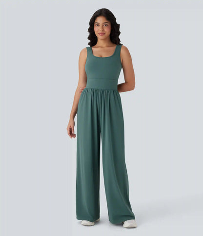 SoftlyZero™ Airy Wide Leg InstantCool Yoga Jumpsuit with Pockets-Easy Peezy