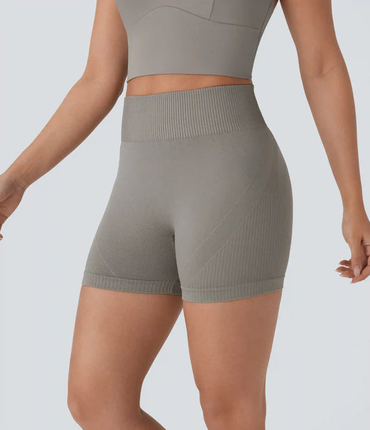 OneForm Seamless Flow High Waisted Ruched Yoga Biker Shorts 4''