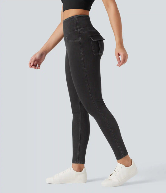 Halara Flex™ High Waisted Tummy Control Denim Casual Leggings with Pockets