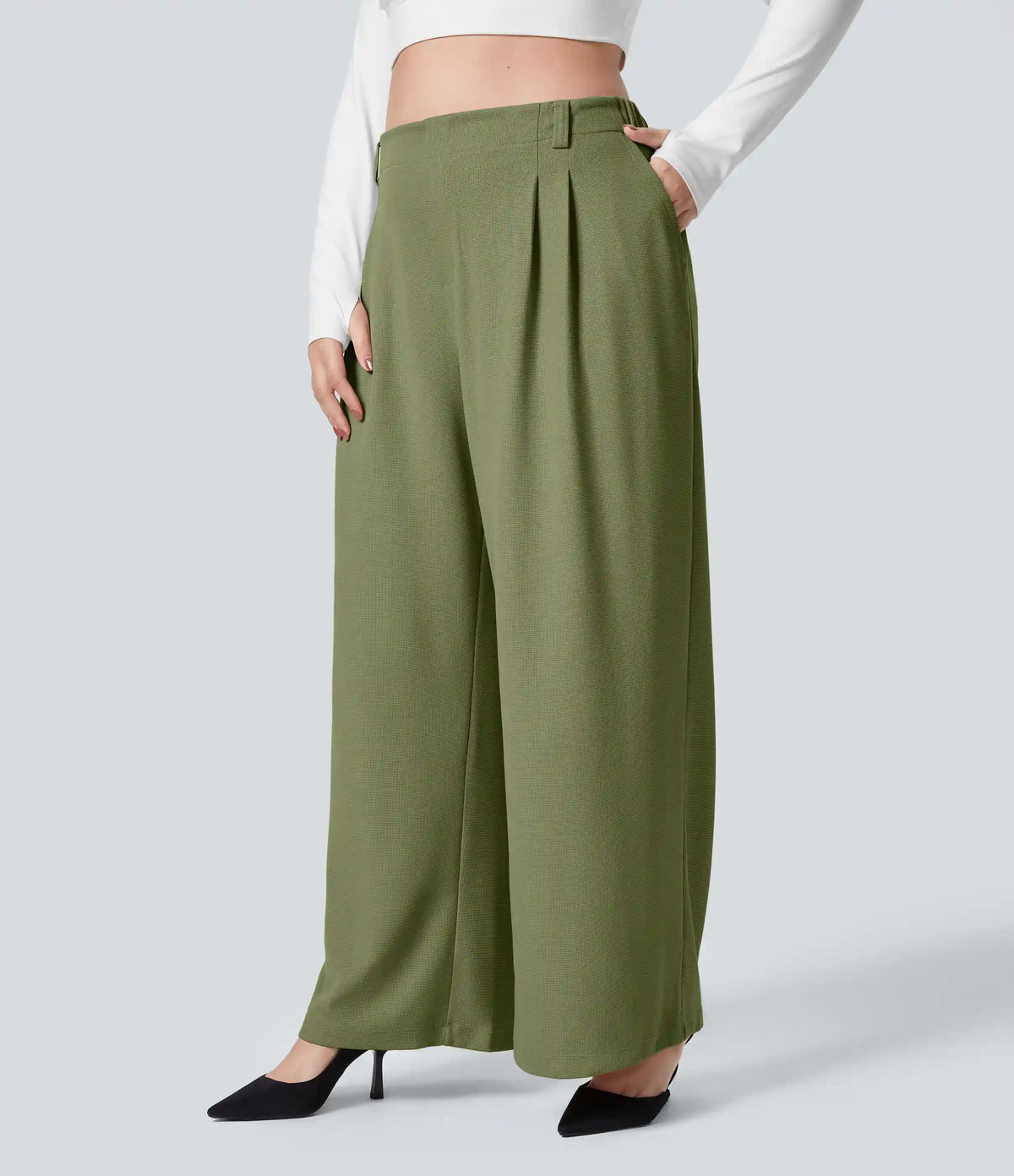 Halara Flex™ High Waisted Pocket Wide Leg Waffle Work Plus Size Pants