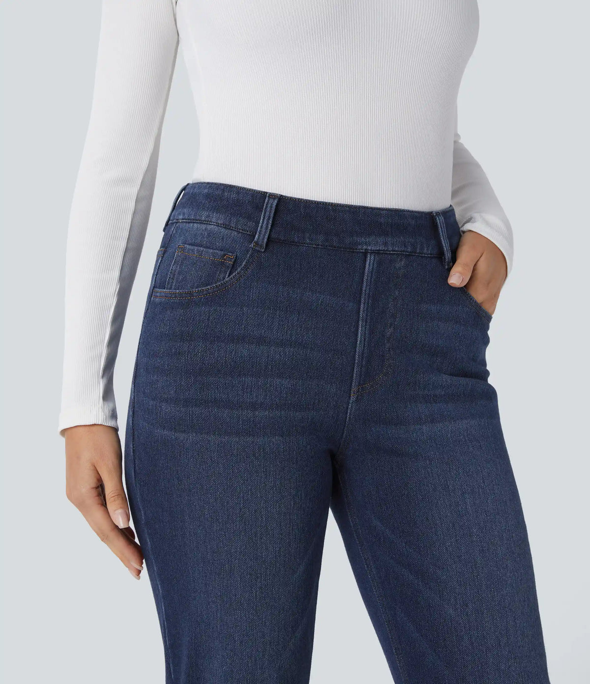 Halara Flex™ Denim Heat High Waisted Pockets Straight Leg Washed Casual Jeans