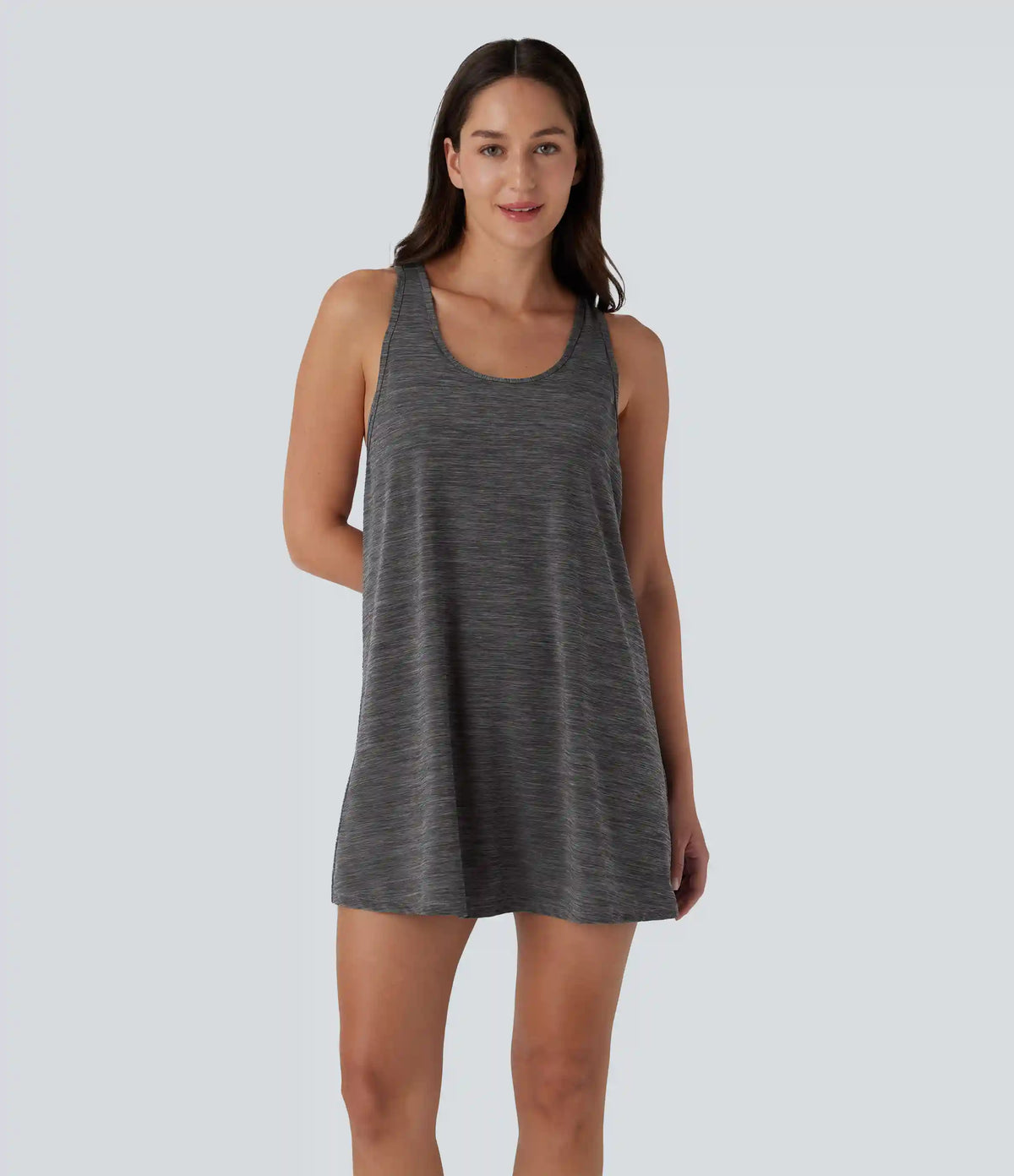 U Neck Racerback Contrast Mesh 2-Piece Pocket Mini Yoga Active Dress