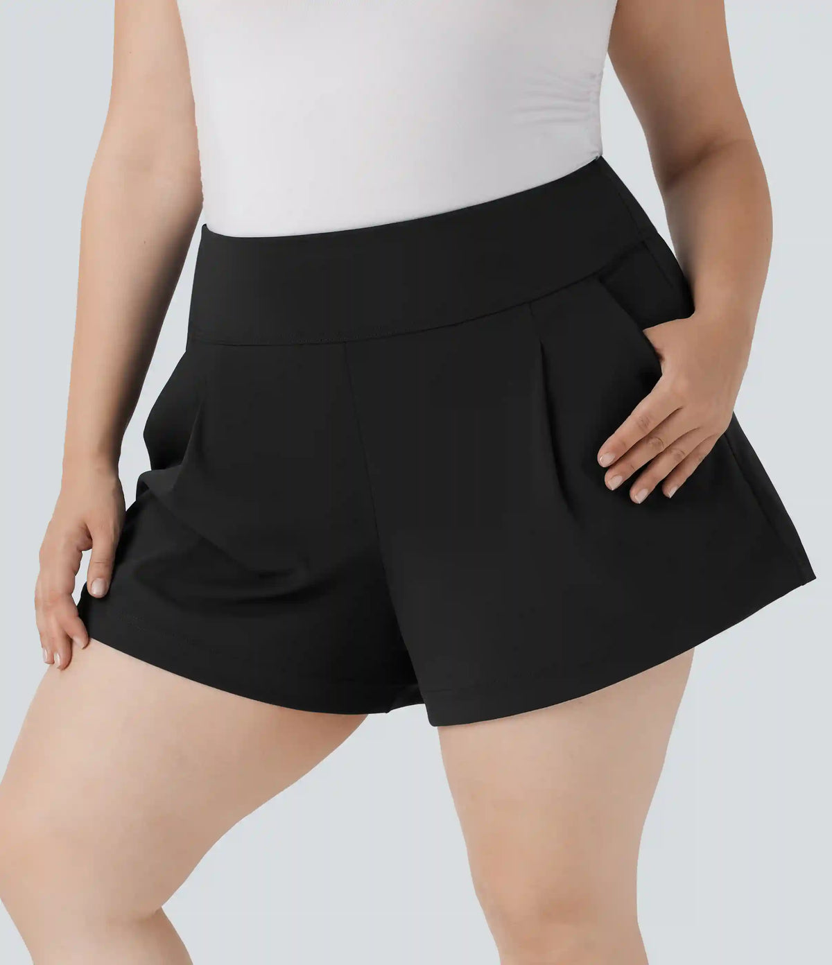 Plus Size DayStretch High Waisted Work Shorts with Pockets