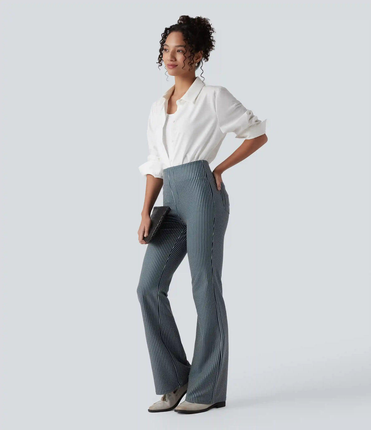 Halara Flex™ High Waisted Striped Work Flare Pants with Pockets