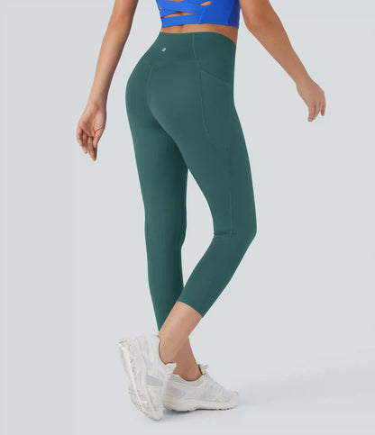 SoftlyZero™ High Waisted Crossover Pocket Capri Yoga Leggings