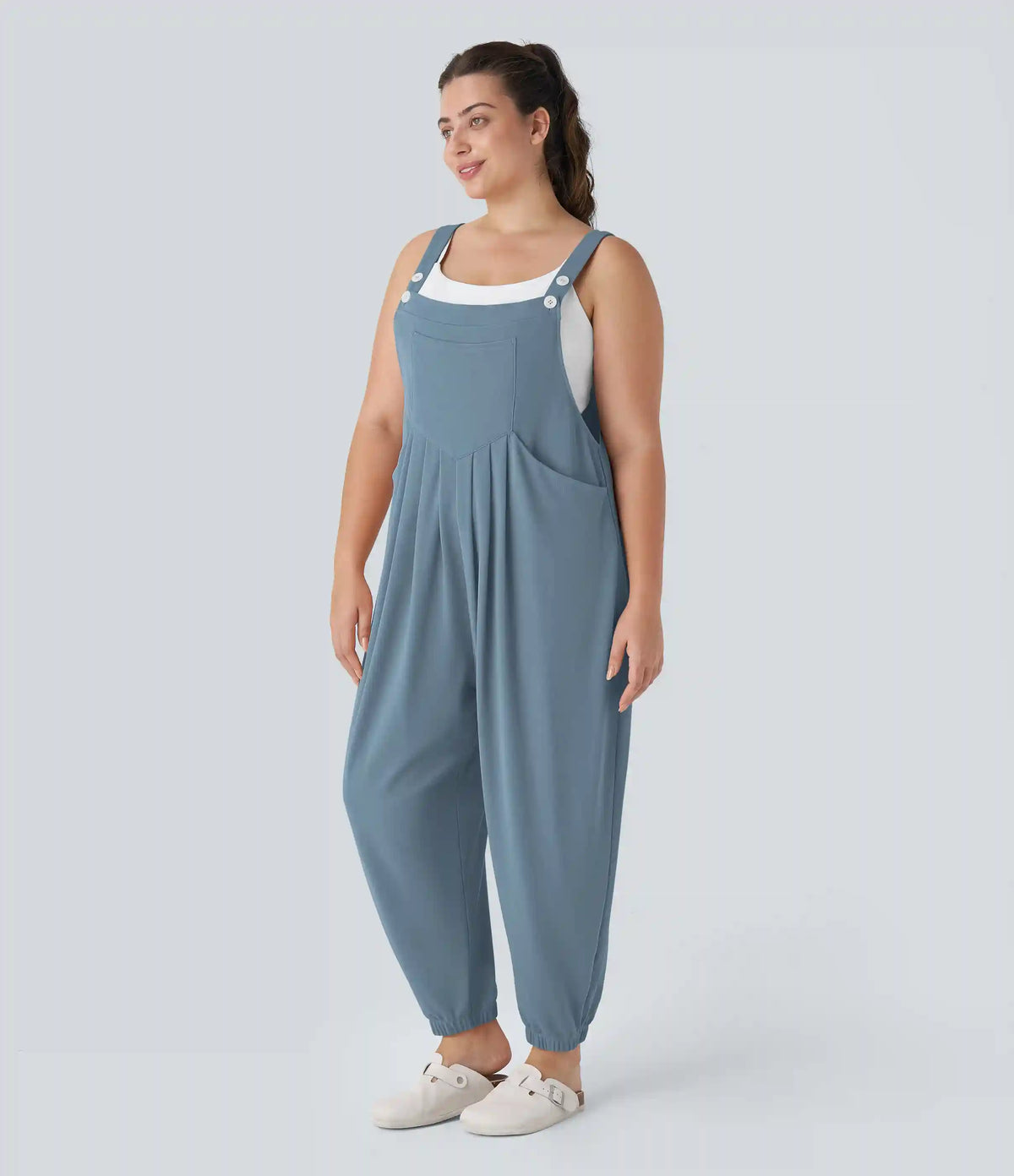 Pockets Waffle Casual Plus Size Jogger Overalls