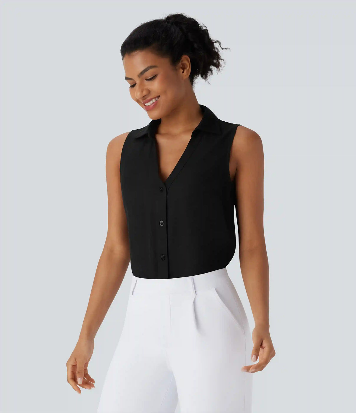 V Neck Sleeveless Work Shirt