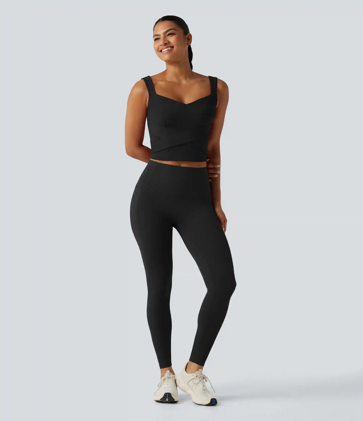 SoftlyZero™ Airy Sweetheart Neck Crossover Built-in Bra InstantCool Running Tank Top