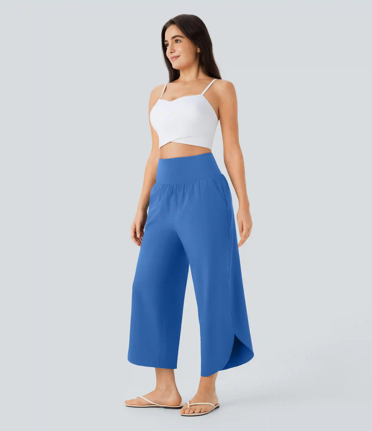 Breezeful™ High Waisted Tummy Control Split Hem Quick Dry Resort Pants with Pockets