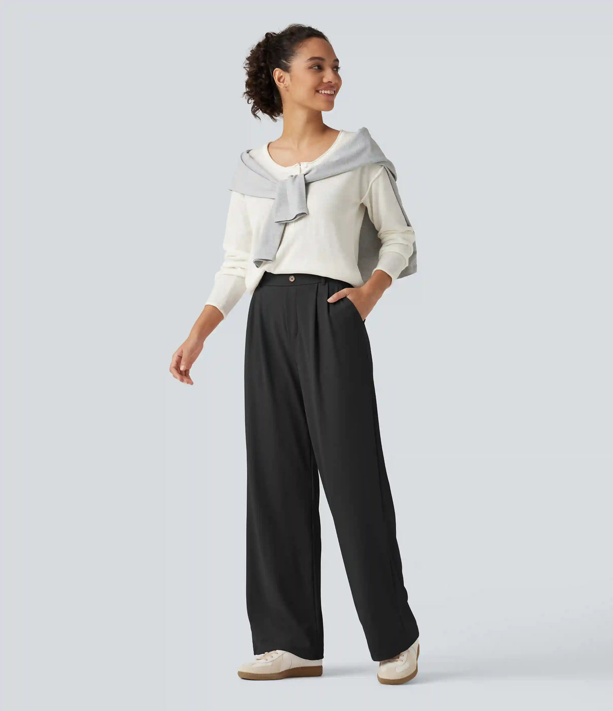 Halara Flex™ High Waisted Straight Leg Waffle Work Pants with Pockets