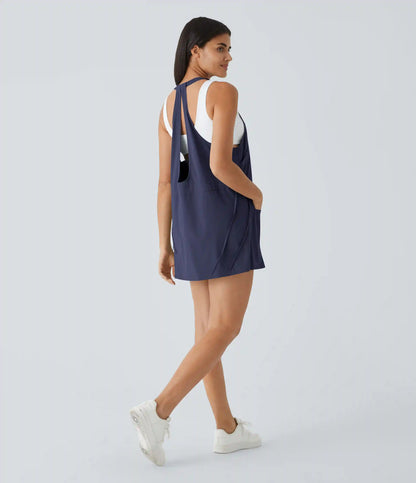 Breezeful™ Pockets Drawstring 2-Piece Quick Dry Mini Hiking Active Dress