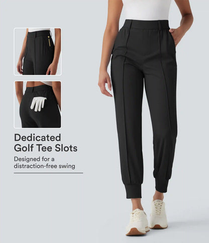 High Waisted Pockets Quick Dry Golf Joggers-Golf Tee Pocket-UPF40+