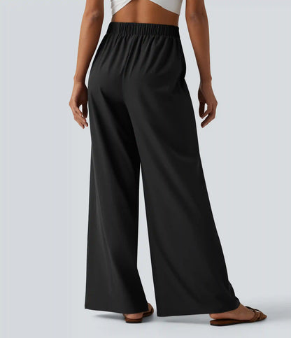 Breezeful™ High Waisted Pleated Quick Dry Resort Flowy Baggy Pants with Pockets