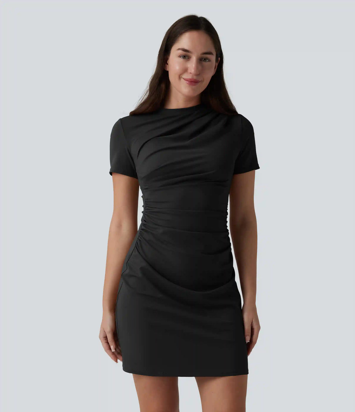 Round Neck Short Sleeve A-Line Casual Mini Dress